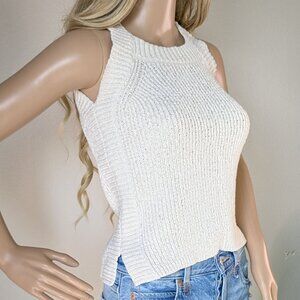 J. Crew Tank Top Women's Size XXS Cream Knit Sweater Ribbed Square-Neck #AM738